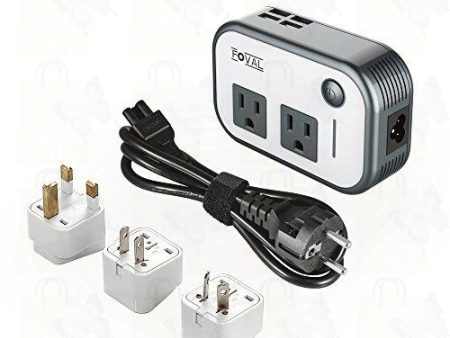 Foval Power Step Down 220V to 110V Voltage Converter with 4-Port USB International Travel Adapter for China UK European Etc - [Use for US appliances Overseas] Online Sale