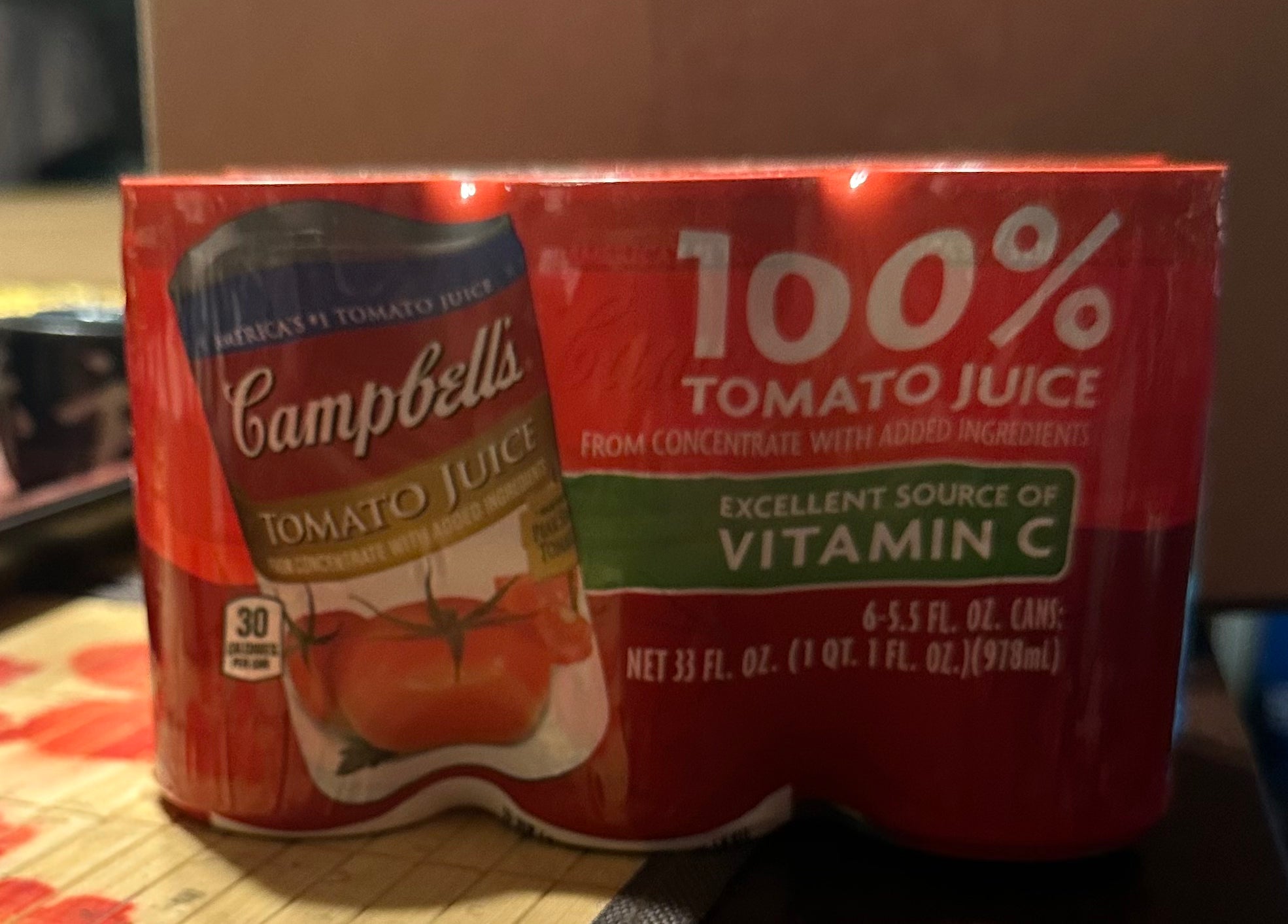 Campbell 100% Tomato Juice Non-GMO 6 (5.5 fl oz) Fashion