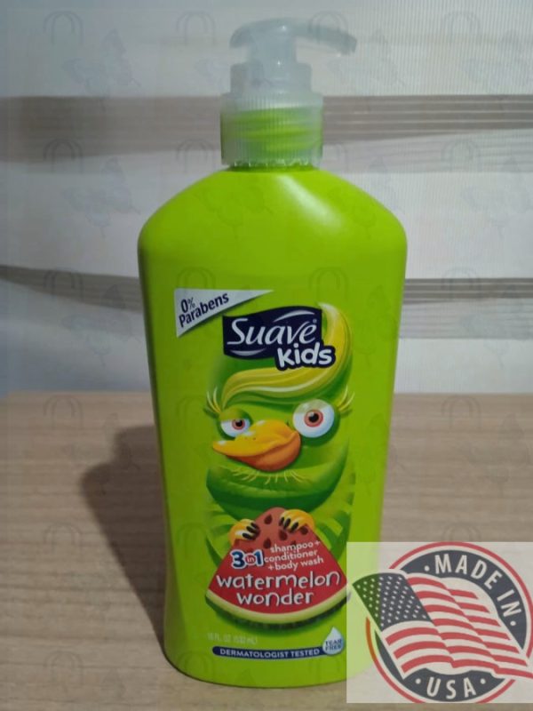 Suave Kids Watermelon Wonder 3-in-1 Shampoo, Conditioner and Body Wash(532ml) Hot on Sale