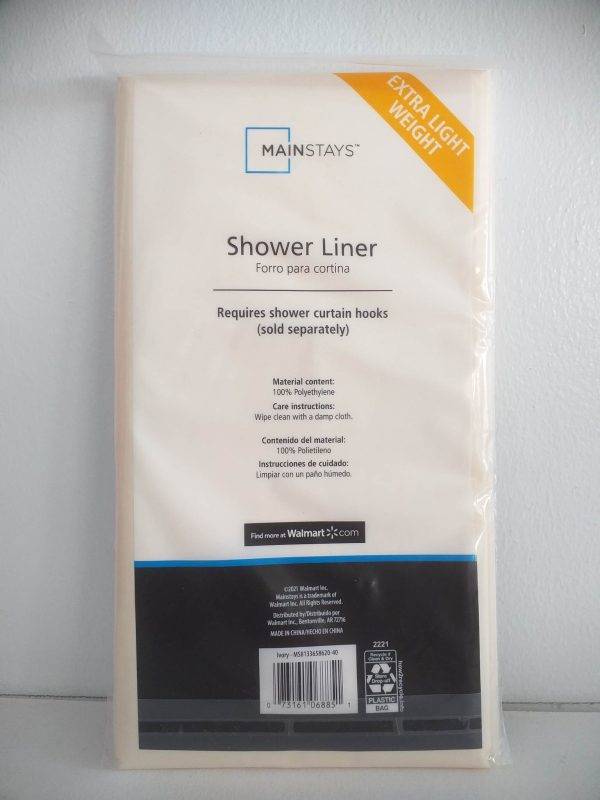 Mainstays Extra Light Weight Shower Liner - Ivory (177.8cm x 180.3 cm) For Discount