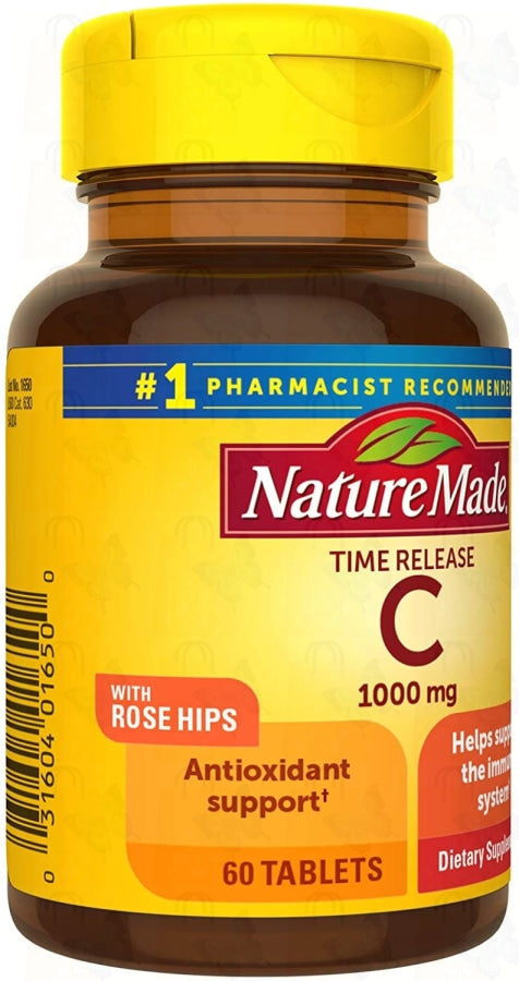 Nature Made Vitamin C 1000 mg Time Release Tablets with Rose Hips, 60 Count to Help Support the Immune System Online Sale