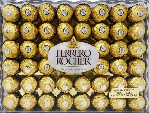 Ferrero Rocher Fine Hazelnut Chocolates, Chocolate Gift Box, 48 Count Flat, 21.2 oz on Sale