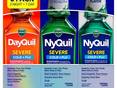 Vicks DayQuil   NyQuil Severe Maximum Strength 3pack, 36 Ounces Liquid For Discount