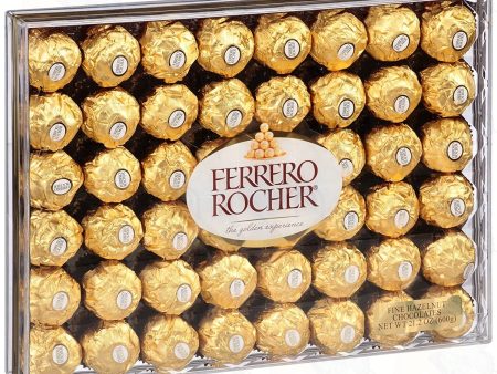 Ferrero Rocher Fine Hazelnut Chocolates, Chocolate Gift Box, 48 Count Flat, 21.2 oz on Sale