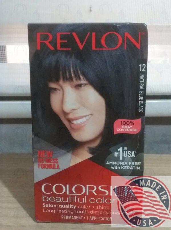 Revlon Permanent Hair color #12 Natural Blue Black ammonia free with Keratin Supply