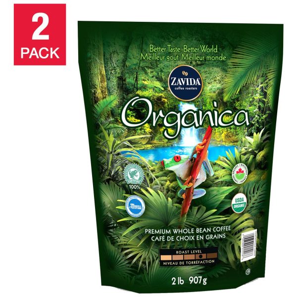 Zavida Organica Whole Bean Organic Coffee 2 x 907 g Bags Online Sale