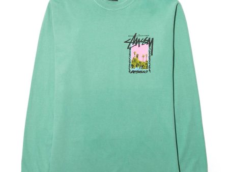 Stussy Palm Desert Pigment Dyed LS Tee - Moss Hot on Sale