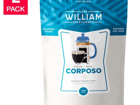 William Spartivento Corposo Dark Roast Fair Trade and Organic Whole Bean Coffee, 908 g (2 lb.), 2-pack For Sale