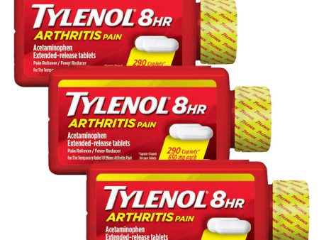 Tylenol 8HR Arthritis & Joint Pain 650mg 3 Pack, 290 Caplets x 3 Fashion