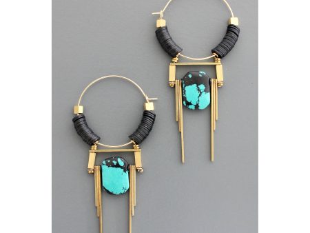 Art Deco Turquoise Hoop Earrings Cheap