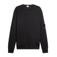 DIAGONAL FLEECE LENS CREW SWEATSHIRT IN BLACK For Cheap