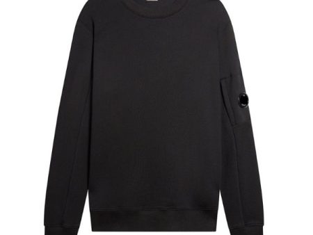 DIAGONAL FLEECE LENS CREW SWEATSHIRT IN BLACK For Cheap