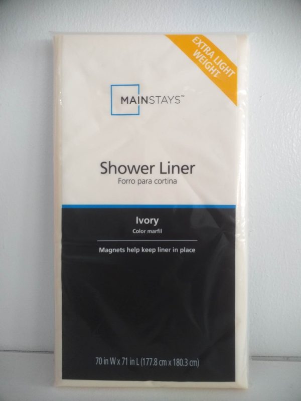 Mainstays Extra Light Weight Shower Liner - Ivory (177.8cm x 180.3 cm) For Discount