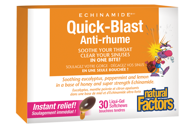 Natural Factors ECHINAMIDE® Quick-Blast 30 liqui-Gel softchews   6-pack box Cheap