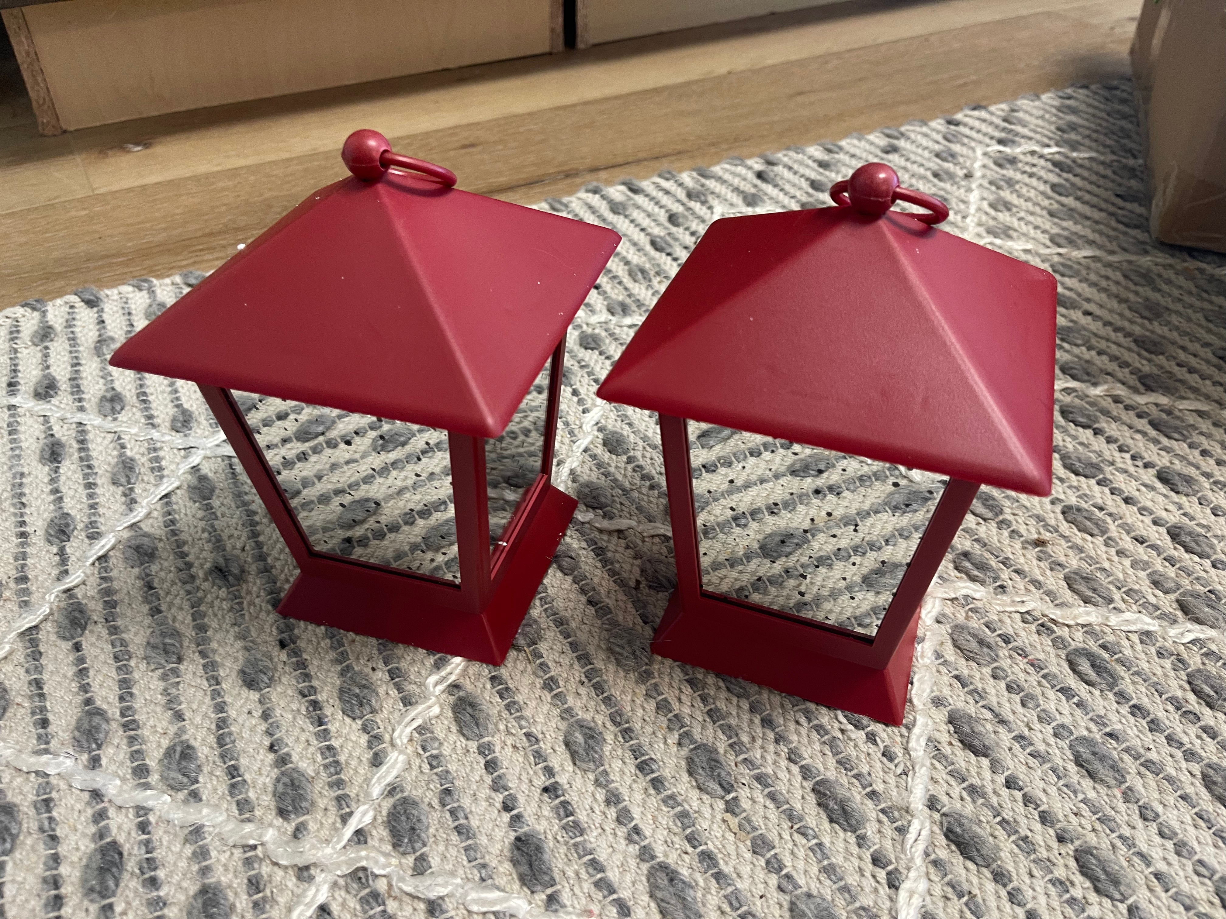 Set of (2) 7  Indoor Outdoor Lanterns by Valerie, Red Cheap