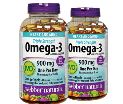 2 x Webber Naturals Triple Concentration Omega-3 900mg 200 softgels Bundle Online Hot Sale