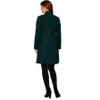 H by Halston Knee Length Snap Front Coat with Notch Colla, Size 10, Dark Emerald Online Hot Sale