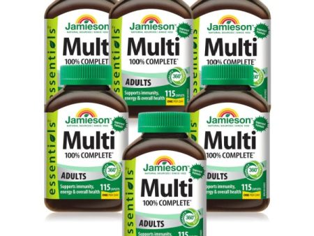 6 x Jamieson Essentials 100% Complete Multivitamin for Adults, 115 caplets Bundle For Cheap