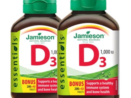 2 x Jamieson Essentials Vitamin D 1000 IU, 240 tabs Bundle For Discount