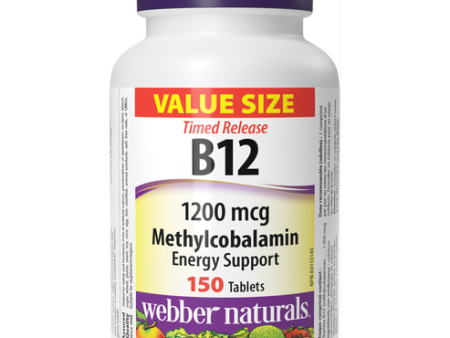 Webber Naturals Vitamin B12 Methylcobalamin 1200 mcg Timed release, 150Tablets (Value Size) Sale