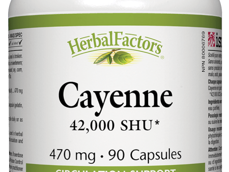 Natural Factors Cayenne, 470mg, 42,000 SHU, 90 capsules For Sale