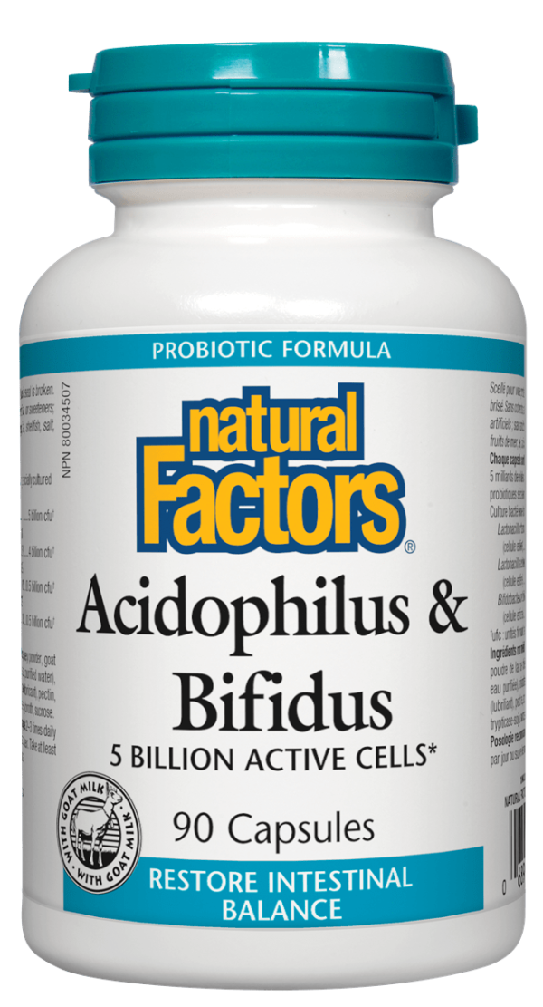 Natural Factors Acidophilus and Bifidus, 5 billion 90 caps Hot on Sale