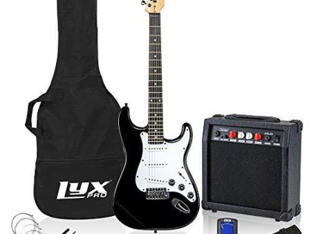 LyxPro Electric Guitar 39  inch Complete Beginner Starter kit Full Size with 20w Amp, Package Includes All Accessories, Digital Tuner, Strings, Picks, Tremolo Bar, Shoulder Strap, and Case Bag - Black For Sale