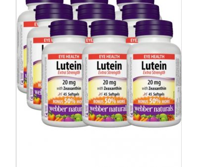 9 x Webber Naturals Lutein with Zeaxanthin, 20mg, 45 softgels Bonus Size Bundle Online Sale