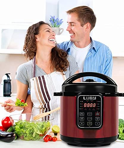 Luby Electric Pressure Cooker 6 Qt,17 Smart Programmable,Slow Cooker Yogurt Maker Rice Cooker Saute Steamer Egg Cooker Sous Vide Warmer,Red (GT606) Online Hot Sale