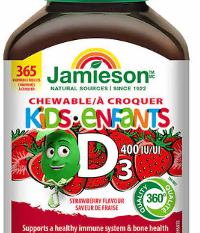 Jamieson Kids Chewable Vitamin D 400IU, Strawberry Flavor, 365 tabs For Discount