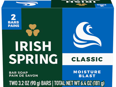 Irish Spring Moisture Blast Deodorant Soap Bars, 2 ct Hot on Sale