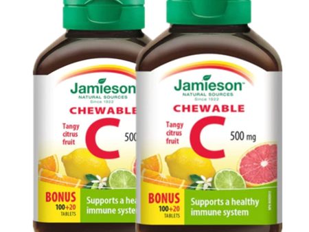 2 x Jamieson Vitamin C, 500 mg, Citrus 100 tablets + 20 FREE BONUS Bundle Hot on Sale