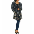 Isaac Mizrahi Live! Mixed Plaid Fringe Trim Open Front Cardigan Sweater Supply