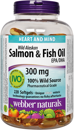 Webber Naturals Wild Alaskan Salmon & Fish Oil 300 mg EPA DHA 220 softgels Sale