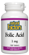 Natural Factors Folic Acid 1 mg, 180 tabs Online Sale