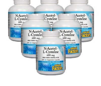 6 x Natural Factors N-Acetyl-L-Cysteine 600 mg 180 veg capsules Bundle on Sale