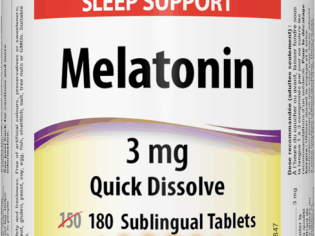 Webber Naturals Melatonin 3 mg Quick Dissolve 150 + 30 sublingual tablets For Sale