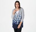 Cuddl Duds Fleecewear Stretch Floral Dip-Dye Hooded Wrap Medium Navy Grey For Discount