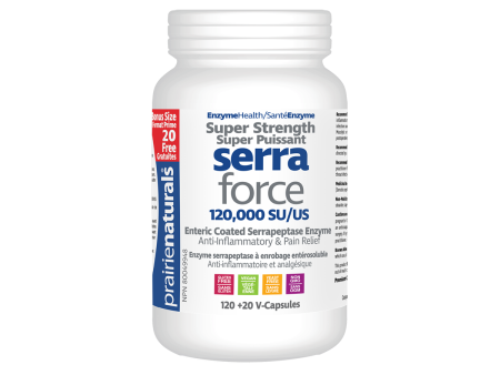 Prairie Naturals Serra-Force Super Strength 120+20 Free vegetarian capsules For Sale