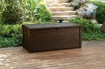 Keter Brightwood 120 Gallon Outdoor Resin Garden Patio Storage Furniture Deck Box For Cheap