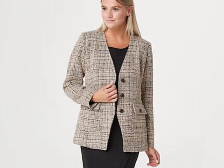 Linea by Louis Dell Olio Boucle V-Neck Jacket Reg 14 Grey Bisque Online now