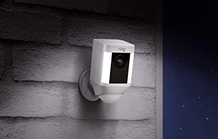 Ring Spotlight Cam Battery HD Security Camera with Built Two-Way Talk and a Siren Alarm, White, Works with Alexa Sale