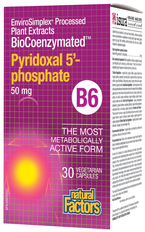 Natural Factors BioCoenzymated™ Pyridoxal 5’- phosphate B6, 50 mg, 30 veg capsules Hot on Sale