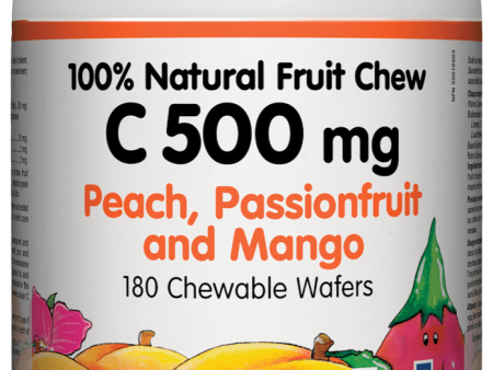 Natural Factors Vitamin C 500 mg Natural Fruit Chew Peach, Passionfruit & Mango 180 chewable wafers Supply