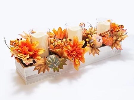 Pumpkin and Dahlia Illuminated Centerpiece by Valerie Orange, Hot on Sale