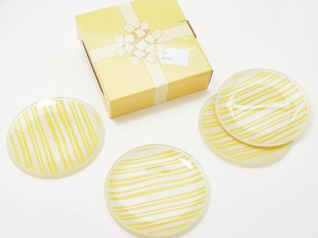 Temp-tations Stripe Set of (4) 8  Glass Plates Gold, on Sale