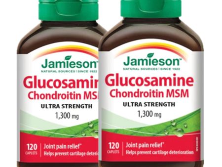 2 x Jamieson Glucosamine Chondroitin MSM, 1300mg, 120 caplets Bundle Online Hot Sale