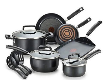 T-fal Signature Nonstick Dishwasher Safe Cookware Set, 12-Piece, Black Fashion