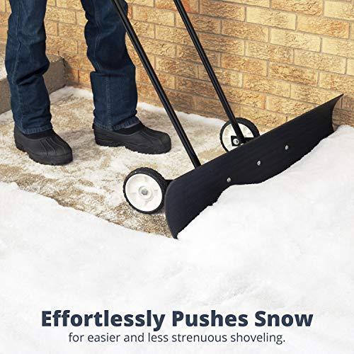 The Snowcaster 70SNC 36-Inch Heavy Duty Bi-Directional Wheeled Snow Pusher, Black Online now