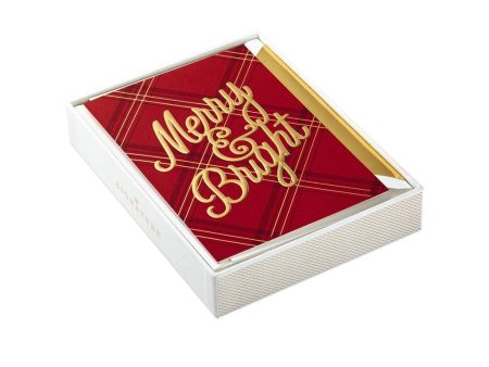 Hallmark 10ct Signature Standard Merry Bright Plaid Holiday Boxed Cards Hot on Sale